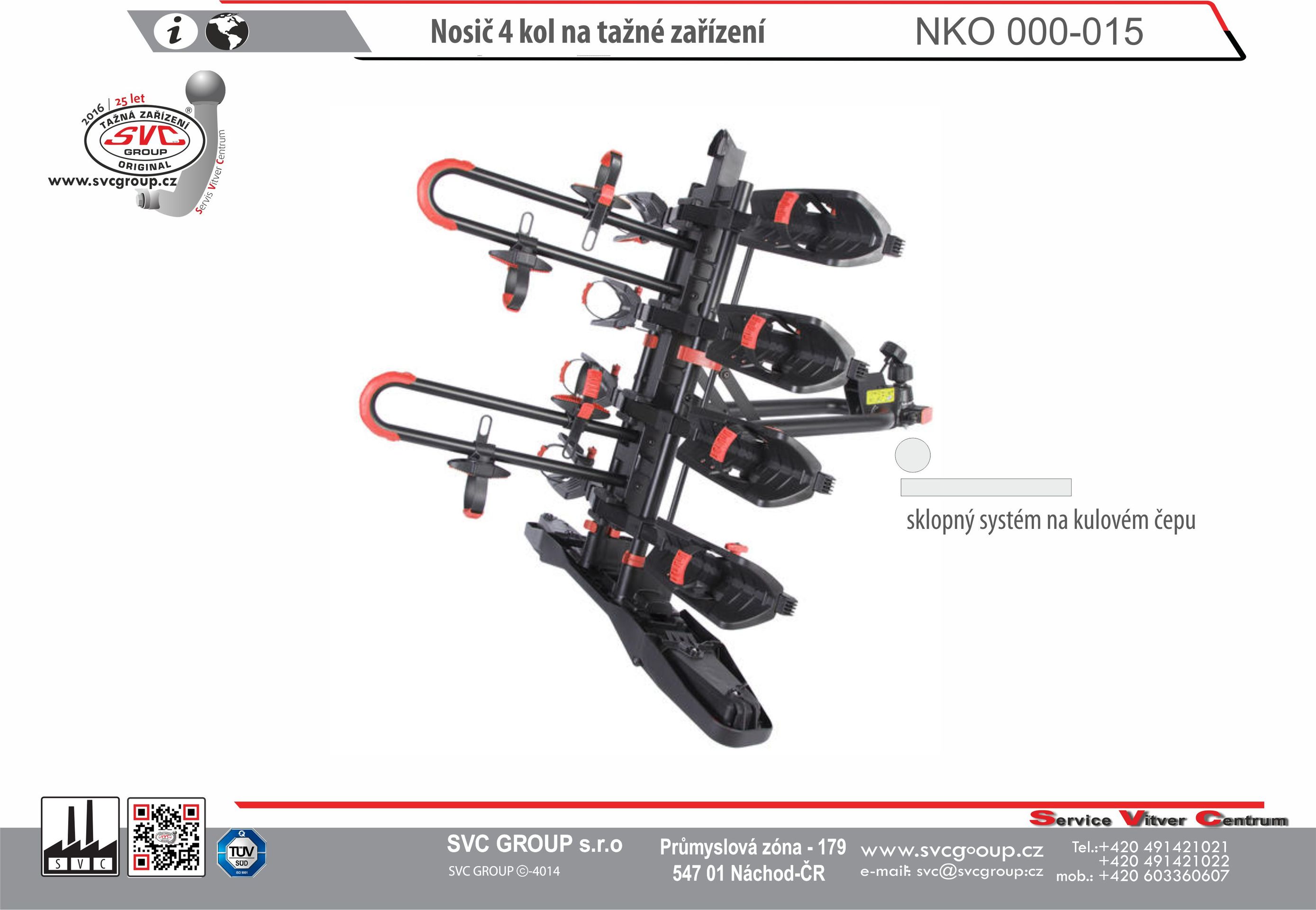 Nosič kol na tažné zařízení SVC 4 Vision Race Pro 4 Elektro Kola pro