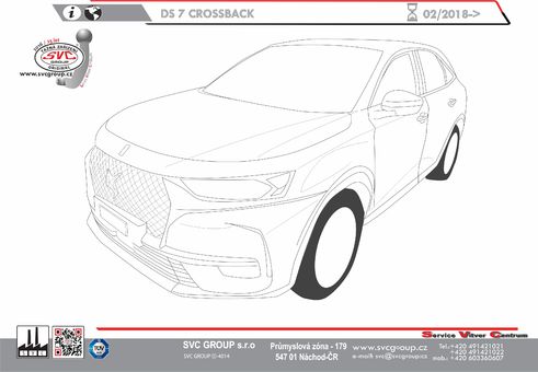 Tažné zařízení DS7 Crossback  02/ 2018 ->
Maximální zatížení 80 kg
Maximální svislé zatížení bottom kg
Katalogové číslo 047-501