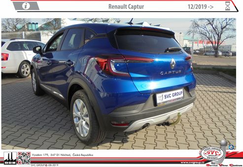 Tažné zařízení Renault Captur
Maximální zatížení 100 kg
Maximální svislé zatížení bottom kg
Katalogové číslo 002-499