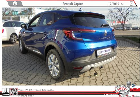 Tažné zařízení Renault Captur
Maximální zatížení 100 kg
Maximální svislé zatížení bottom kg
Katalogové číslo 002-499