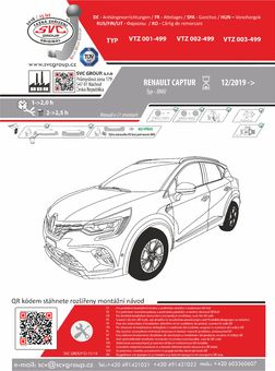 Tažné zařízení Renault Captur
Maximální zatížení 100 kg
Maximální svislé zatížení bottom kg
Katalogové číslo 003-499