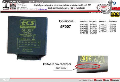 modul pro elektro instalace ECS 
Originální přípojky pro auta 5F007
výrobce tažných zařízení SVC GROUP 