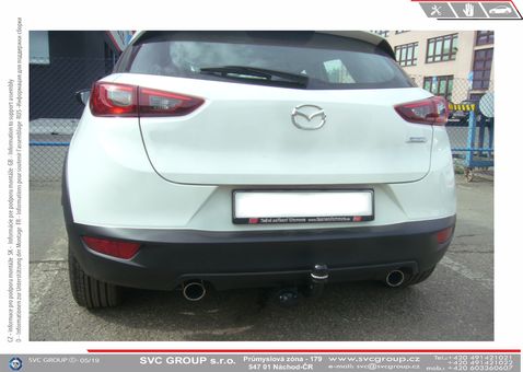 Tažné zařízení Mazda CX 3  2015
Maximální zatížení 100 kg
Maximální svislé zatížení bottom kg
Katalogové číslo 001-481