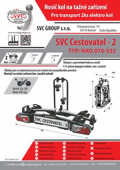 Nosič kol na tažné zařízení SVC Cestovatel 2 návod 