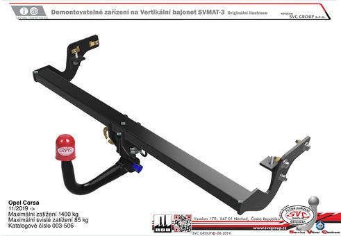 Tažné zařízení Opel Corsa 2019
Maximální zatížení 85 kg
Maximální svislé zatížení bottom kg
Katalogové číslo 003-506