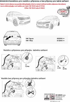 Rozlišení vozidla s konektorem (přípravou pro přípojku tažného) a bez přípravy - konektoru  v zadní části vozu