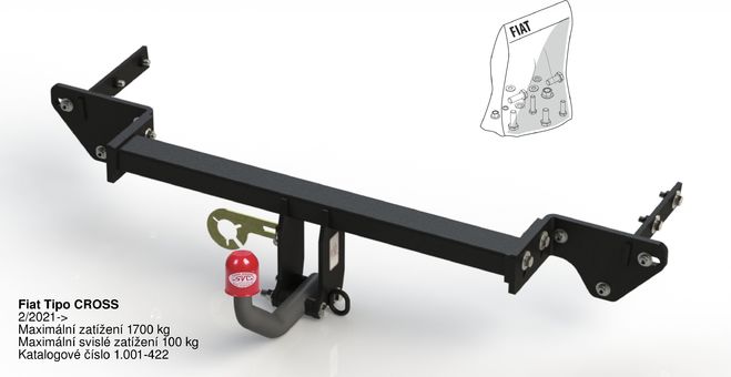 Tažné zařízení Fiat Tipo Cross
Maximální zatížení 100 kg
Maximální svislé zatížení bottom kg
Katalogové číslo 1.001-422