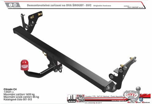 Tažné zařízení Citroen C4 2021 +
Maximální zatížení 85 kg
Maximální svislé zatížení bottom kg
Katalogové číslo 001-513