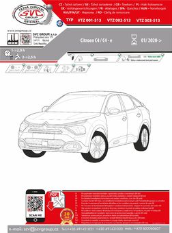 Tažné zařízení Citroen C4 2021+
Maximální zatížení 85 kg
Maximální svislé zatížení bottom kg
Katalogové číslo 003-513