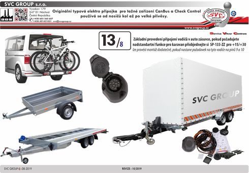 13 pólová originální typová elektro přípojka pro tažné zařízení SVC RN-161-DH