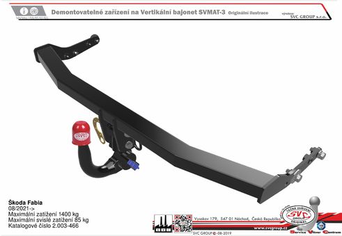 Tažné zařízení Škoda Fabia 2021-
Maximální zatížení 85 kg
Maximální svislé zatížení middle_bottom_prep kg
Katalogové číslo 2.003-466