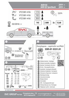 Tažné zařízení Audi Q3 + Sportback
Maximální zatížení 145 kg
Maximální svislé zatížení bottom kg
Katalogové číslo 001-416