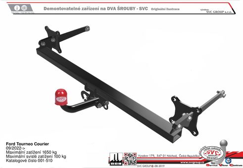 Tažné zařízení Ford Tourneo Connect 2022-
Maximální zatížení 100 kg
Maximální svislé zatížení bottom kg
Katalogové číslo 001-510