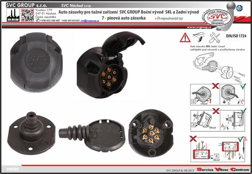 7 pinová auto zásuvka může obsahovat 1 nebo 2 těsnící gumičky  MG-008-BH