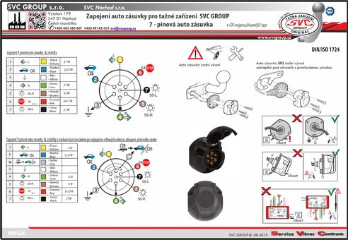 Zapojení autozásuvky pro tažné zařízení DIN-ISO-1724 RN-165-BH