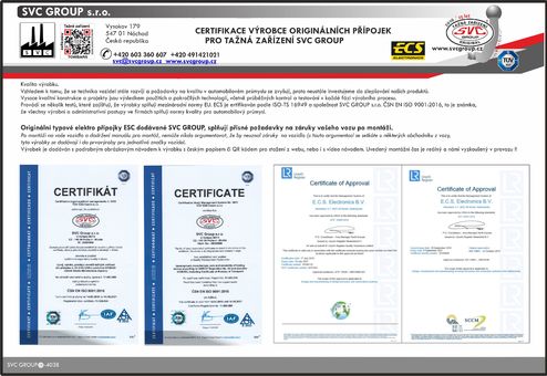 Aktuální certifikáty originality a kvality  OP-057-BB