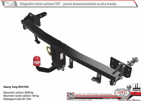 Ssang Yong REXTON

Maximální zatížení 3500 kg
Maximální svislé zatížení 140 kg
Katalogové číslo 001-534