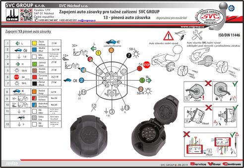 Zapojení auto zásuvky pro tažné zařízení  CH-006-DL