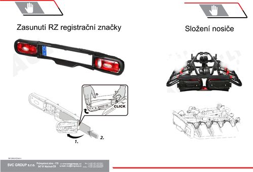 Upevnění registrační značky a složení výrobku