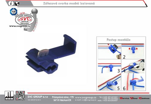 Zářezová propojovací svorka pro auto vodiče modrá
Dodavatel SVC GROUP Výrobce tažných zařízení  