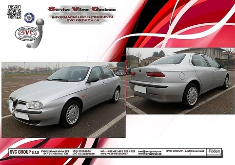 Tažné zařízení Alfa Romeo 156
Maximální zatížení 60 kg
Maximální svislé zatížení bottom kg
Katalogové číslo 026-571