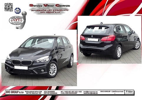 Tažné zařízení BMW 2-Serie Active Tourer (F45)F45 F45
Maximální zatížení 75 kg
Maximální svislé zatížení bottom kg
Katalogové číslo 050-783