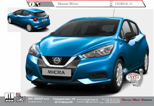 Tažné zařízení Nissan Micra (K14)  K14
Maximální zatížení 75 kg
Maximální svislé zatížení bottom kg
Katalogové číslo 040-993