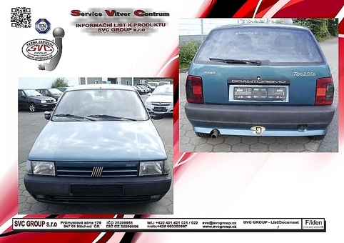 Tažné zařízení Fiat Tipo 1988 - 1995
Maximální zatížení 50 kg
Maximální svislé zatížení bottom kg
Katalogové číslo 012-360