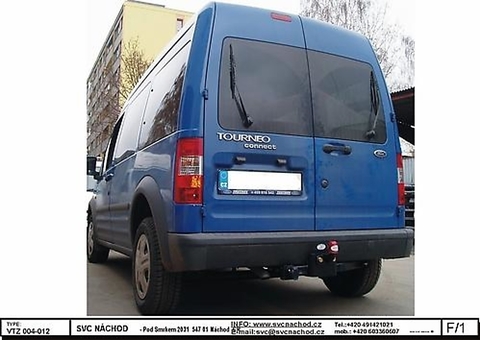 Tažné zařízení Ford Transit   Connect  Včetně: Tourneo Connect 2002 - 2013
Maximální zatížení 75 kg
Maximální svislé zatížení bottom kg
Katalogové číslo 004-012