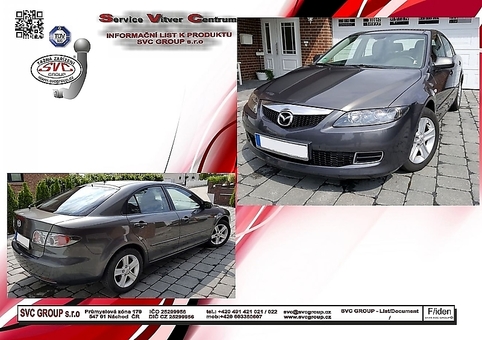 Tažné zařízení Mazda 6 HB  2002 - 2008
Maximální zatížení 75 kg
Maximální svislé zatížení bottom kg
Katalogové číslo 002-161