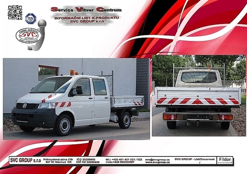 Tažné zařízení VW Transporter T5 / T6.1 Pick-up
Maximální zatížení 100 kg
Maximální svislé zatížení bottom kg
Katalogové číslo 004-001