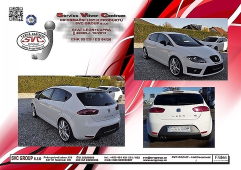 Tažné zařízení Seat Leon 2005 - 2012
Maximální zatížení 75 kg
Maximální svislé zatížení bottom kg
Katalogové číslo 001-170