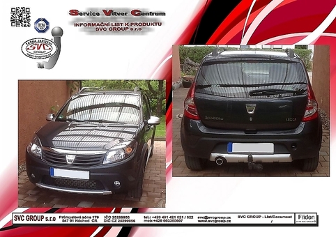 Tažné zařízení Dacia Sandero  2008 - 2012
Maximální zatížení 75 kg
Maximální svislé zatížení bottom kg
Katalogové číslo 001-232