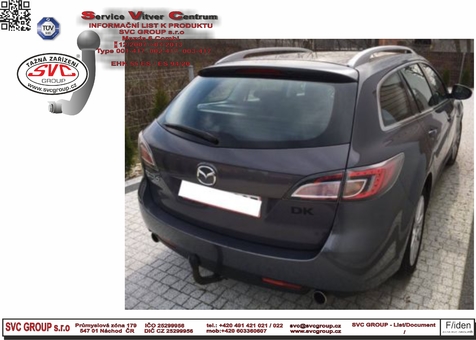 Tažné zařízení Mazda 6 Combi  2007 - 2012
Maximální zatížení 85 kg
Maximální svislé zatížení bottom kg
Katalogové číslo 001-431