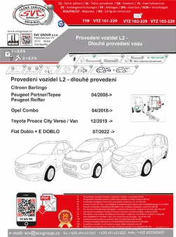 Tažné zařízení Peugeot Partner L2 2018 -
Maximální zatížení 95 kg
Maximální svislé zatížení bottom kg
Katalogové číslo 101-229