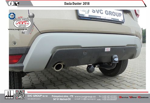 Tažné zařízení Dacia Duster
Maximální zatížení 75 kg
Maximální svislé zatížení bottom kg
Katalogové číslo 001-275