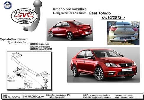 Tažné zařízení Seat Toledo 2012
Maximální zatížení 75 kg
Maximální svislé zatížení bottom kg
Katalogové číslo 003-338