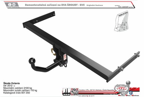Tažné zařízení Škoda Octavia 2013-
Maximální zatížení 115 kg
Maximální svislé zatížení middle_bottom_prep kg
Katalogové číslo 001-350