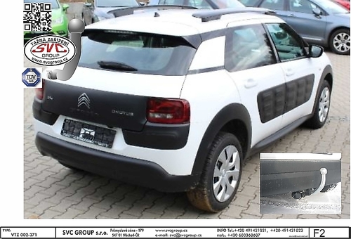 Tažné zařízení Citroen C4 Cactus
Maximální zatížení 65 kg
Maximální svislé zatížení bottom kg
Katalogové číslo 002-433