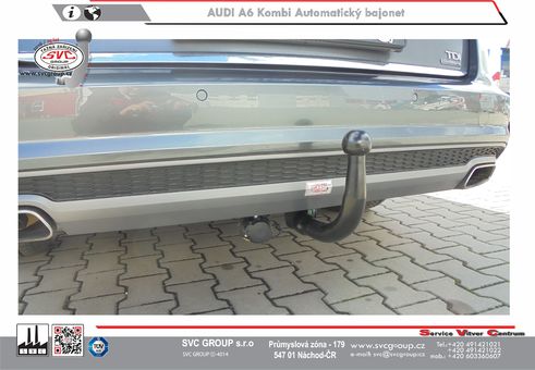 Tažné zařízení Audi A6 Kombi
Maximální zatížení 150 kg
Maximální svislé zatížení bottom kg
Katalogové číslo 003-362