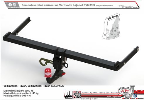 Tažné zařízení VW Tiguan 2016-
Maximální zatížení 145 kg
Maximální svislé zatížení bottom kg
Katalogové číslo 003-416