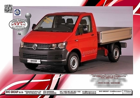 Tažné zařízení VW Transporter T6 Pick-up / Valník Podvozek - pro nástavby T6
Maximální zatížení 100 kg
Maximální svislé zatížení bottom kg
Katalogové číslo 004-001