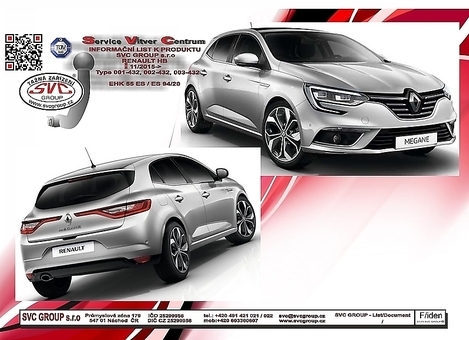 Tažné zařízení Renault Megane 2015 -
Maximální zatížení 75 kg
Maximální svislé zatížení bottom kg
Katalogové číslo 003-432