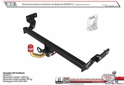Tažné zařízení Hyundai i30 Fastback
Maximální zatížení 90 kg
Maximální svislé zatížení bottom kg
Katalogové číslo 002-468