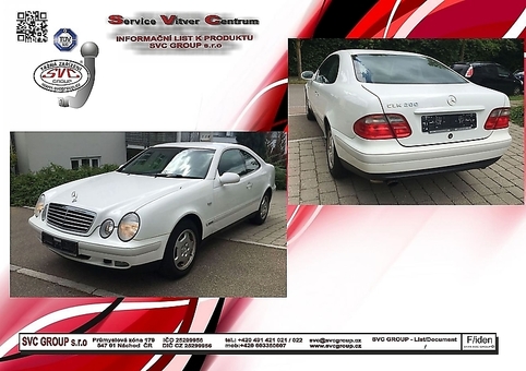 Tažné zařízení Mercedes CLK Coupé, Cabrio (C208) (ne CLK 430, AMG) (ne pro vozidla s prodlouženou ložnou plochou) C
Maximální zatížení 75 kg
Maximální svislé zatížení bottom kg
Katalogové číslo 021-923