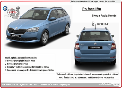 Tažné zařízení Škoda Fabia Kombi 2018-
Maximální zatížení 85 kg
Maximální svislé zatížení middle_bottom_prep kg
Katalogové číslo 002-373