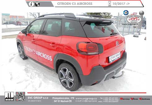 Tažné zařízení Citroen C3 Aircross
Maximální zatížení 65 kg
Maximální svislé zatížení bottom kg
Katalogové číslo 002-433