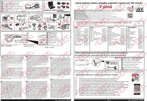 typová elektroinstalace typový list pro tažné zařízení