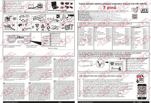 Typová elektroinstalace typový list pro tažné zařízení