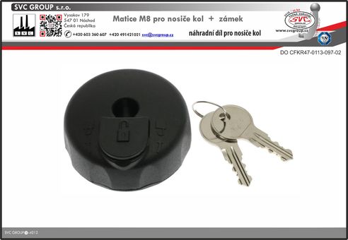 Vložka matice M8 pro nosič kol na tažné zařízení včetně zámku
Výrobce tažných zařízení